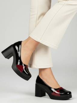 DENILL - Women Black Square Toe Pumps