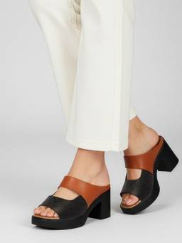 DENILL - Women Black Slip-On Heels