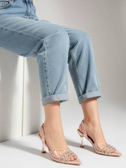 DENILL - Women Pink Slingback Pointed Toe Heels