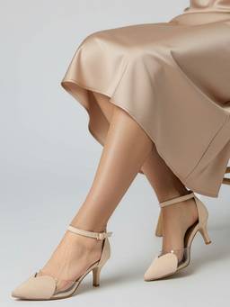 DENILL - Women Beige Pointed Toe Heels