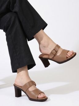 DENILL - Women Beige Block Heels