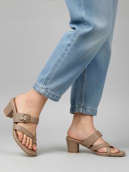 DENILL - Women Beige Block Heels