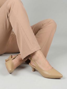 DENILL - Women Taupe Slingback Heels
