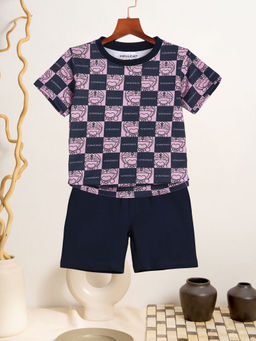 HELLCAT - Lavender Boys Printed T-Shirt and Shorts (Set of 2)