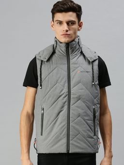 SHOWOFFFF - Men Casual Quilted Grey Jacket