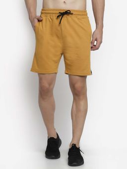 Club York - Men Mustard Cotton Solid Shorts