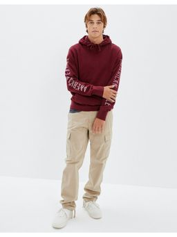 American Eagle - Mens Burgundy Super Soft Icon Graphic Hoodie