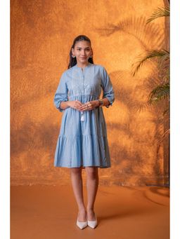 Juniper - Powder Blue Whisper Tiered Dress