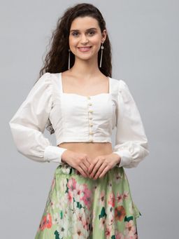 Studio Rasa - White Chroma Button Down Stitched Blouse