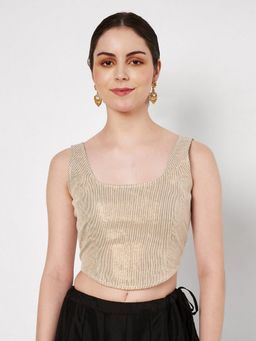 Studio Rasa - Gold Shimmer Stripe Readymade Corset Stitched Blouse