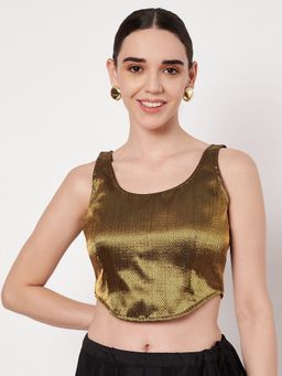 Studio Rasa - Gold Brocade Readymade Corset Stitched Blouse