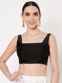 Studio Rasa - Black Silk Blend Padded Stretchable Stitched Blouse