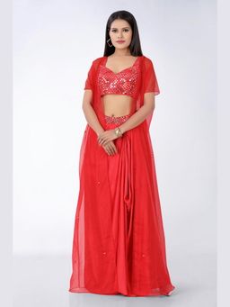 Asaga - Women Red Skirt with Blouse and Cape