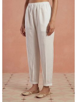 House of Chikankari - White Hoc Women Cotton Afghani Pant