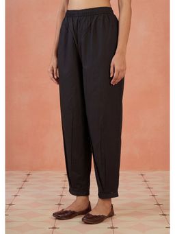 House of Chikankari - Black Hoc Women Cotton Afghani Pant