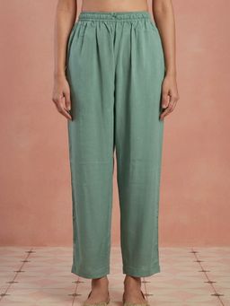 House of Chikankari - Jade Green Hoc Modal Solid Women Pant