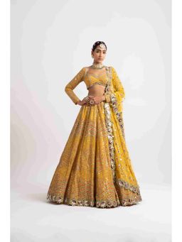 Vvani by Vani Vats - Yellow Heavy Lehenga with Blouse and Dupatta