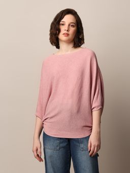 ONLY - Women Solid Polyester Blend Pink Pullover Sweater