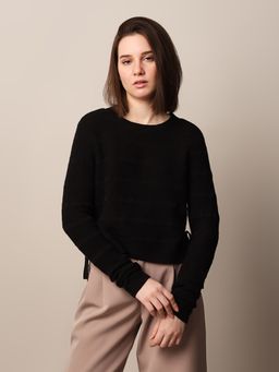 ONLY - Women Solid Regular Fit Casual Black Sweater
