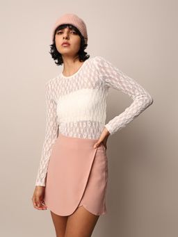 ONLY - Women Textured Nylon Blend White Sheer Top