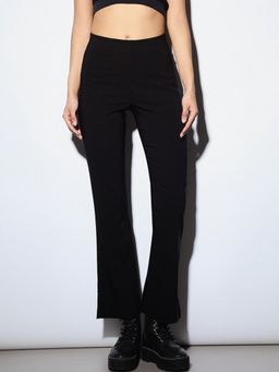 ONLY - Women Viscose Blend High Rise Flared Black Pant