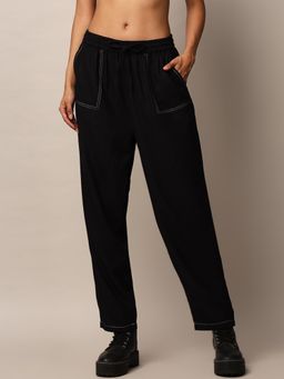 ONLY - Women Solid Regular Fit Black Casual Pant