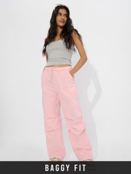 The Souled Store - Women Pink Solid Parachute Pant