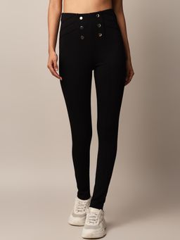 ONLY - Women Rayon Blend Stretchable High Rise Skinny Fit Black Legging