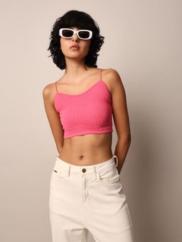 ONLY - Women Solid Polyamide Pink Bralette Top