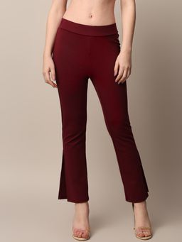 ONLY - Women Rayon Blend Stretchable High Rise Skinny Fit Maroon Pant