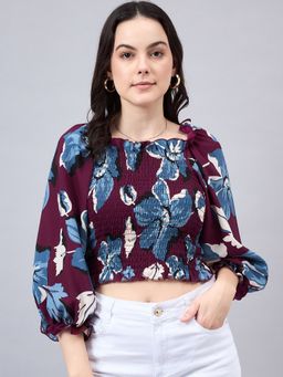 Style Quotient - Women Maroon Printed Cropped Top