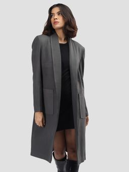 CHKOKKO - Women Grey Solid Overcoats