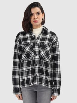 CHKOKKO - Women Black Checks Shacket