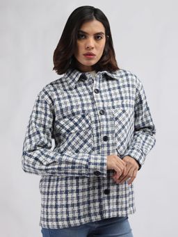 CHKOKKO - Women White Checks Shacket