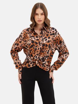 Kazo - Nora Brown Animal Printed Top