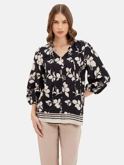 Kazo - Jade Black Printed Top