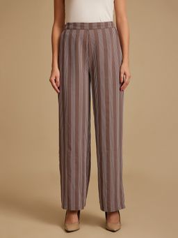 Kazo - Moss Stipes Printed Straight Trouser