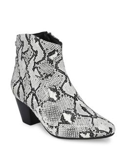 Delize - Womens White Snake Print Ankle Boots