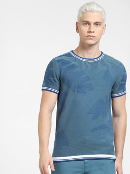 Jack & Jones - Blue Printed Knit Crew Neck T-shirt