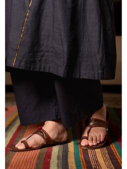 The Indian Ethnic Co. - Yashi Black Solid Cotton Flex Pant