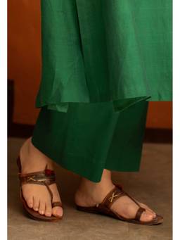 The Indian Ethnic Co. - Yashi Green Solid Cotton Flex Pant
