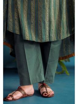 The Indian Ethnic Co. - Yashi Green Solid Slub Pant