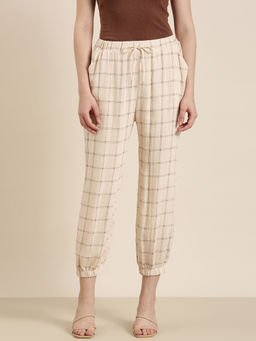 SHOWOFFFF - Womens Checked Flared Cream Culottes