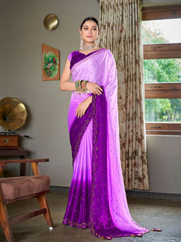 Odette - Festive Designer Lavender Saree with Unstitched Blouse
