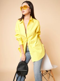 High Star - Oversized Solid Cotton Casual Shirt