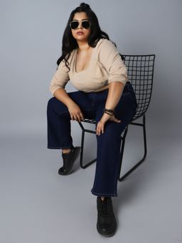 High Star - Women Plus Size Dad Fit High-Rise Clean Look Stretchable Jeans