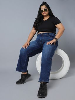 High Star - Plus Size Women Blue High-Rise Light Fade Stretchable Jeans