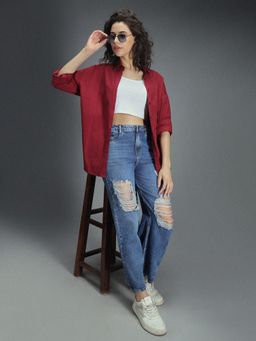 High Star - Classic Oversized Drop-Shoulder Sleeves Pure Cotton Casual Shirt