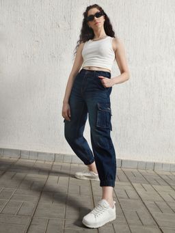 Hubberholme - Women relaxed Fit High-Rise Pure Cotton Cargo Jogger