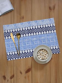 House This - Alankaar Cotton Set Of 4 Placemat-Blue